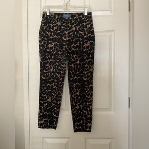 Old Navy Harper Mid Rise Pants Women's Leopard Print Size 0 Stretch Crop Ankle